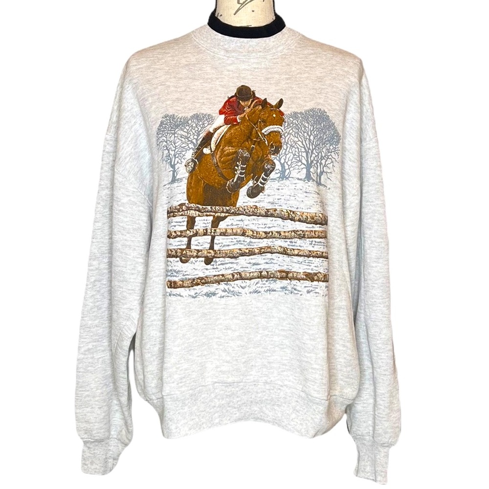 Vintage Orvis Equestrian Steeplechase mock neck sweatshirt